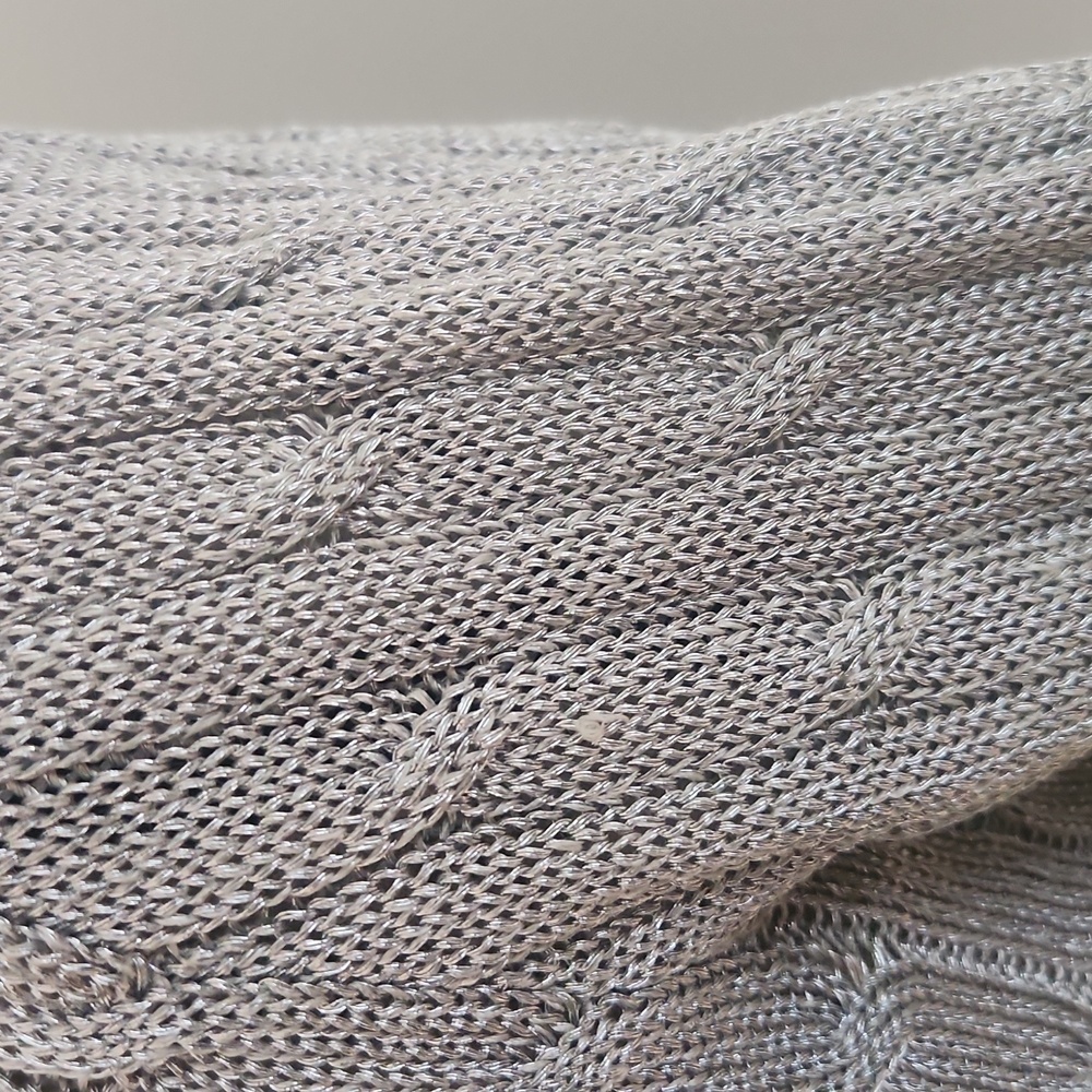 RALPH LAUREN Metallic silver cable Knit Zip-Up Sweater - Picture 6 of 9